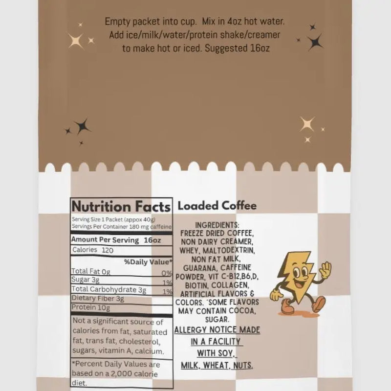 Protein Loaded Coffee – Viral | Single Packet | 16Oz Coffee Drink Mix | 10G Protein & 180Mg Caffeine | Hot or Cold
