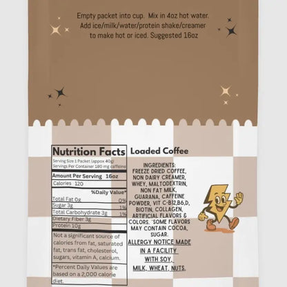 Protein Loaded Coffee – Viral | Single Packet | 16Oz Coffee Drink Mix | 10G Protein & 180Mg Caffeine | Hot or Cold
